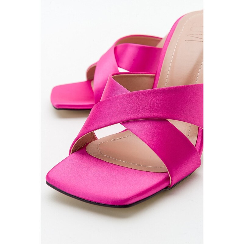 LuviShoes Wold Fuchsia Satin Women's Heeled Slippers