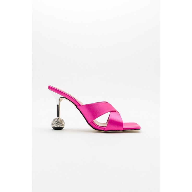 LuviShoes Wold Fuchsia Satin Women's Heeled Slippers