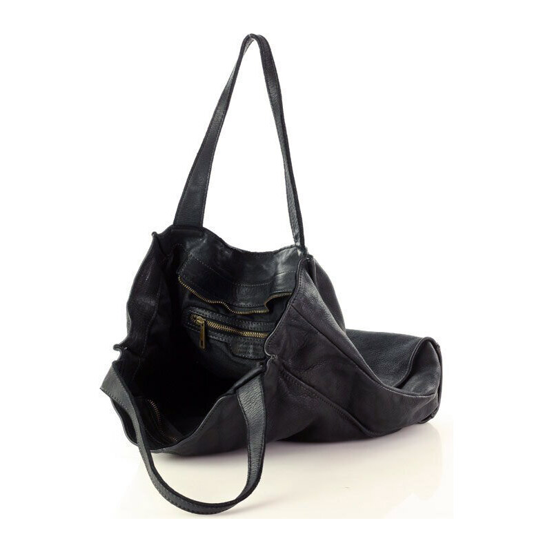 Marco Mazzini handmade Kožená kabelka přes rameno Mazzini M102 černá