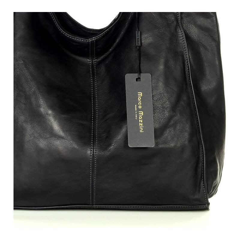 Marco Mazzini handmade Kožená kabelka přes rameno Mazzini M102 černá