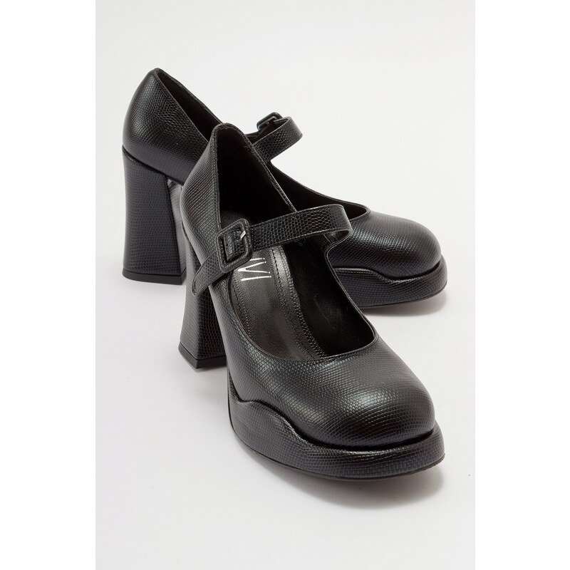 LuviShoes JAGOL Women's Black Printed Heeled Shoes