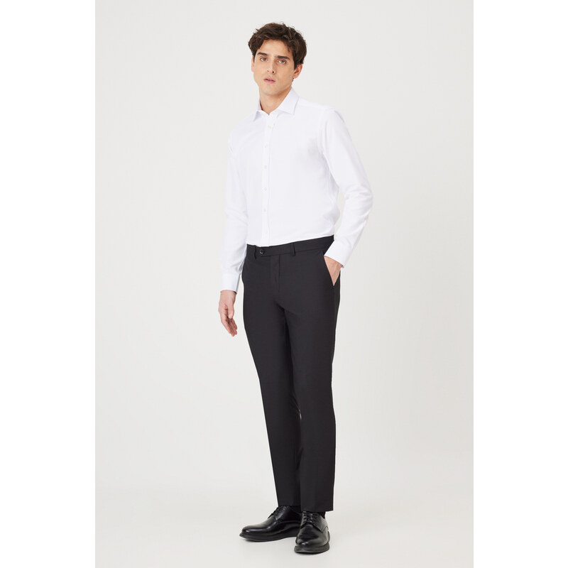 AC&Co / Altınyıldız Classics Men's Black Slim Fit Narrow Cut Classic Side Pocket Trousers