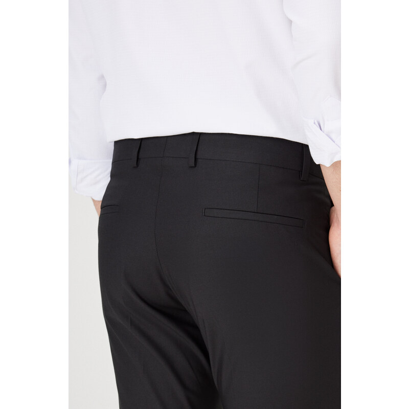 AC&Co / Altınyıldız Classics Men's Black Slim Fit Narrow Cut Classic Side Pocket Trousers