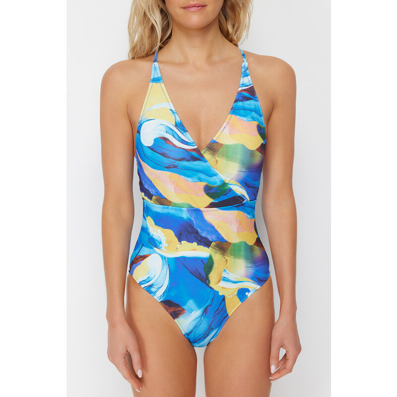 Trendyol Abstract Patterned Double Breasted Regular Swimsuit