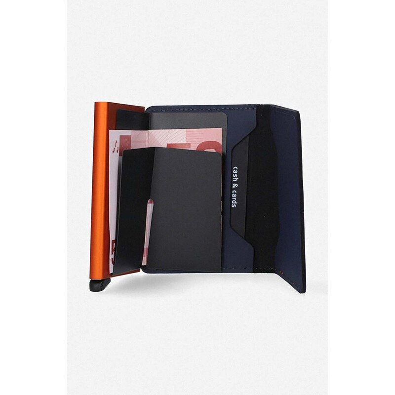 Peněženka Secrid Slimwallet Matte SM-Nightblue & Orange tmavomodrá barva