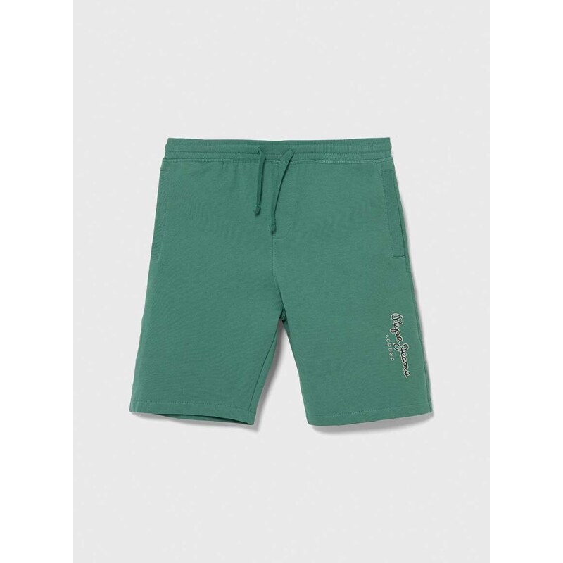 Dětské bavlněné šortky Pepe Jeans NEW EDDIE SHORT zelená barva, nastavitelný pas