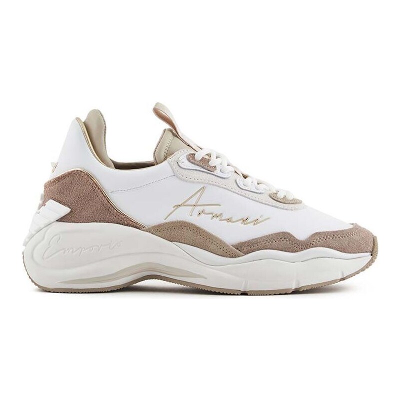 Kožené sneakers boty Emporio Armani bílá barva, X3X215 XR120 C674