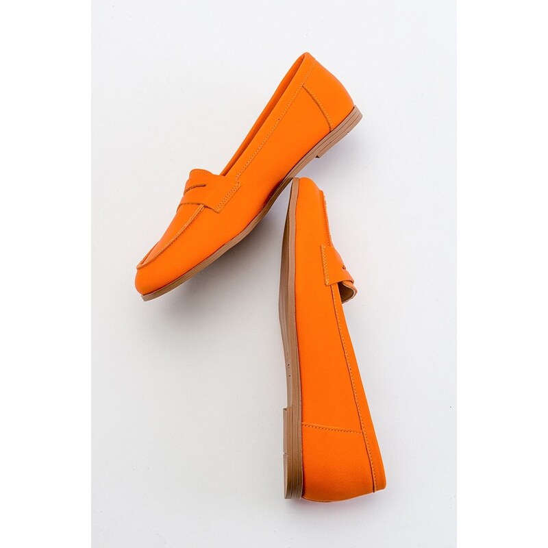 LuviShoes F02 Orange Skin Genuine Leather Women's Flats