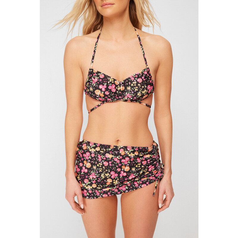 Trendyol Floral Patterned Bralette Brazilian 3-Piece Bikini Set