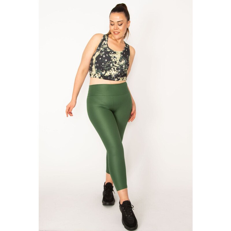 Şans Women's Plus Size Green Tulle Detailed Crop Scalpel