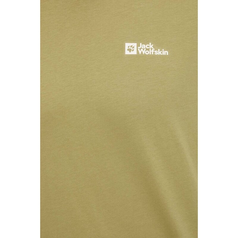 Bavlněné tričko Jack Wolfskin zelená barva, 1808382
