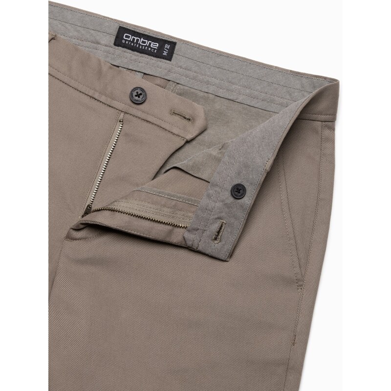 Ombre Clothing Pánské chino kalhoty SLIM FIT s jemnou strukturou - popel V1 OM-PACP-0190