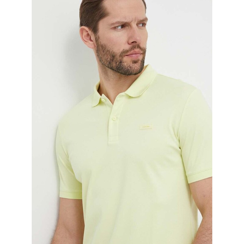 Bavlněné polo tričko Calvin Klein žlutá barva