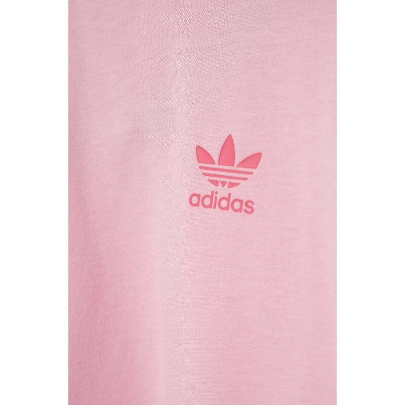 Dětská bavlněná košile s dlouhým rukávem adidas Originals růžová barva
