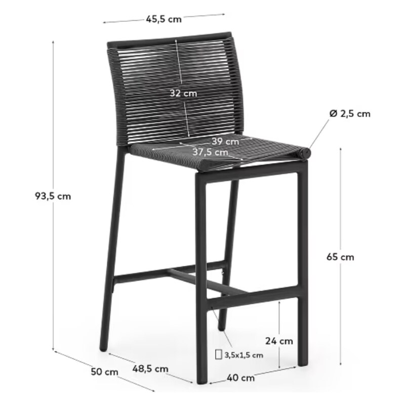 Šedá zahradní barová židle Kave Home Culip 65 cm