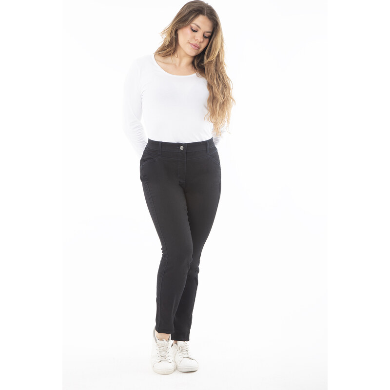 Şans Women's Plus Size Black Lycra 5 Pocket Skinny Jeans