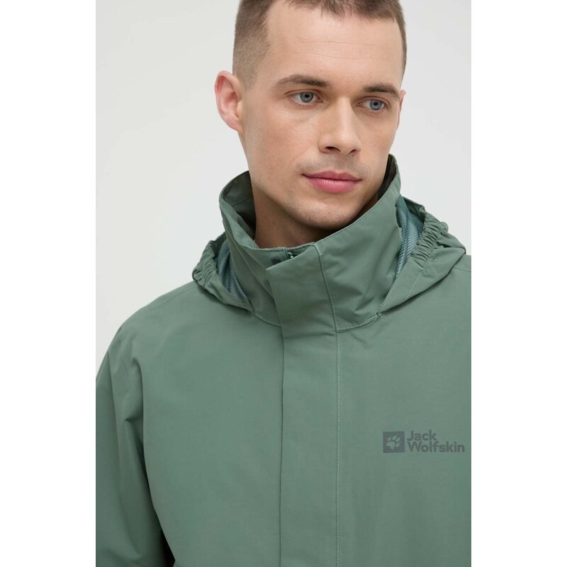 Outdoorová bunda Jack Wolfskin Stormy Point 2L JKT zelená barva, 1111142