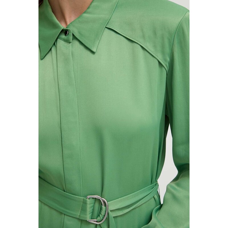 Šaty BOSS zelená barva, midi, oversize