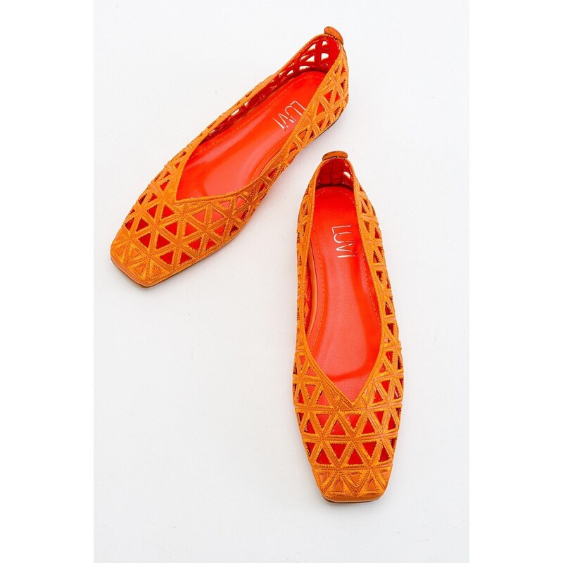 LuviShoes Bonne Women's Orange Flat Shoes