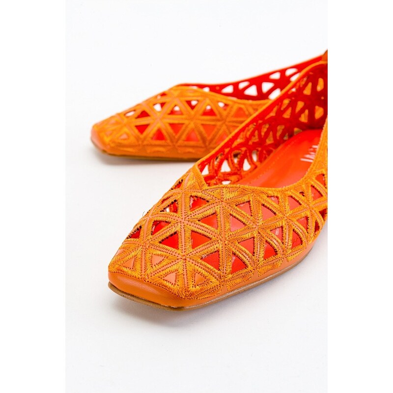 LuviShoes Bonne Women's Orange Flat Shoes