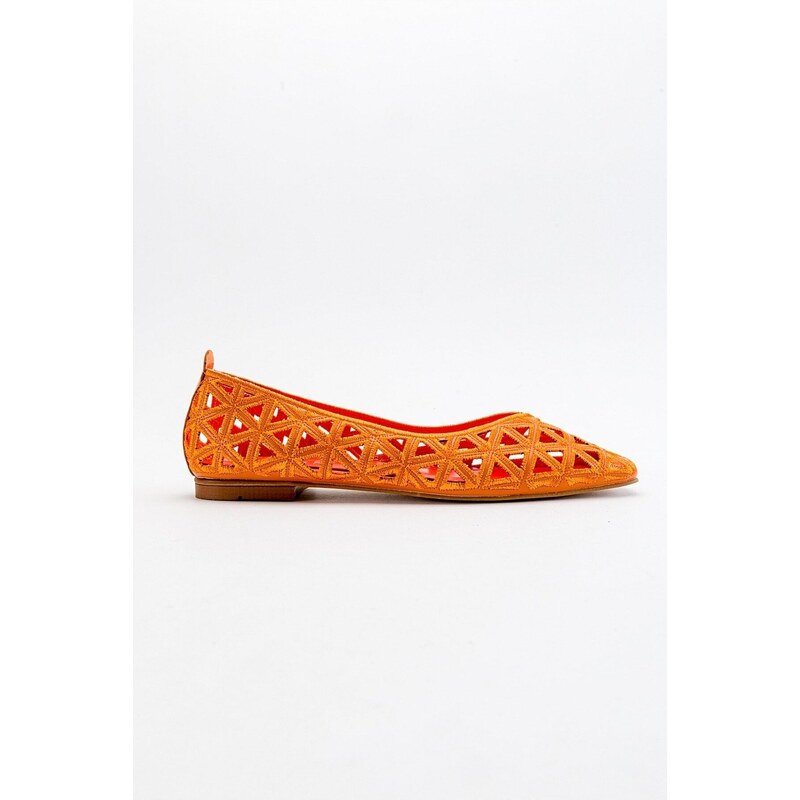 LuviShoes Bonne Women's Orange Flat Shoes