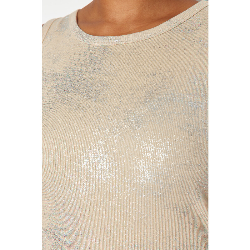 Trendyol Curve Mink Foil Print Knitted Undershirt