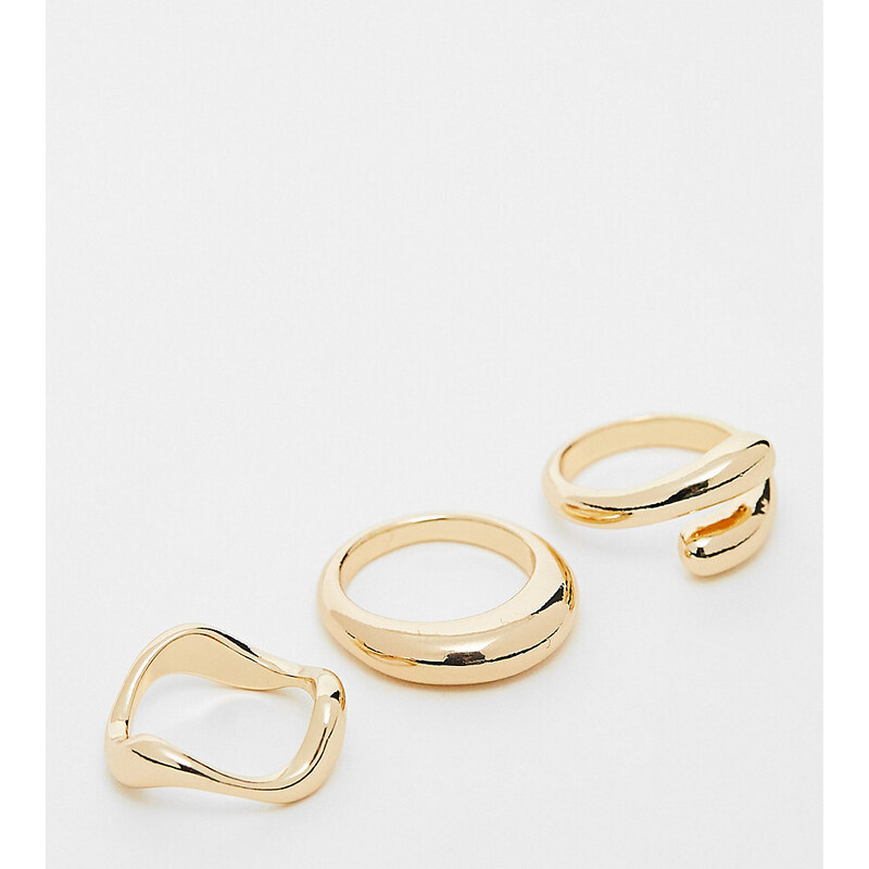 ASOS Curve ASOS DESIGN Curve pack of 3 rings with mixed minimal 100295443