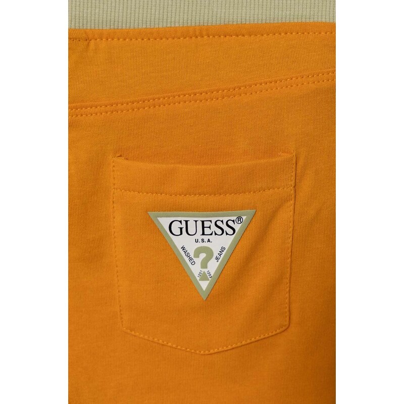 Dětská bavlněná souprava Guess oranžová barva