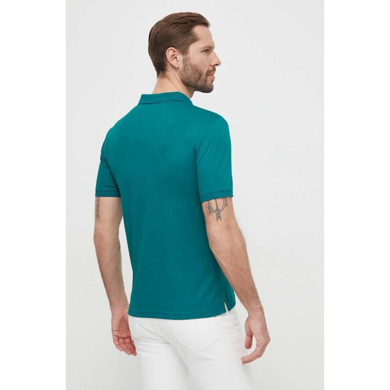 Bavlněné polo tričko Calvin Klein zelená barva