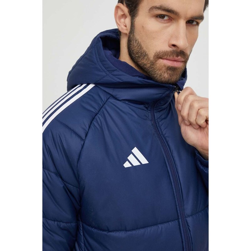 Bunda adidas Performance TIRO pánská, tmavomodrá barva, zimní, IR9502