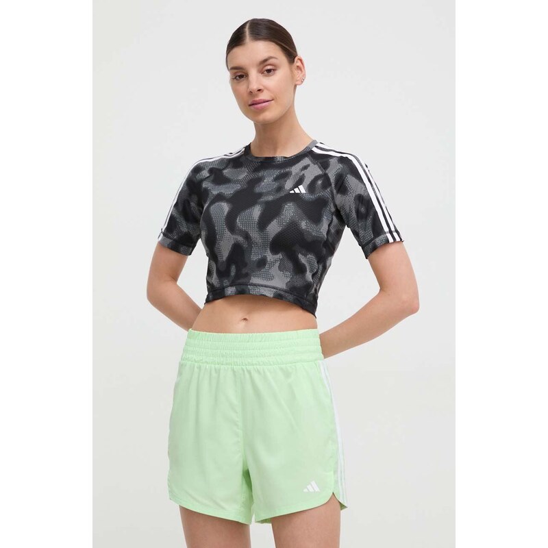 Tréninkové šortky adidas Performance Pacer zelená barva, s aplikací, high waist, IT7763