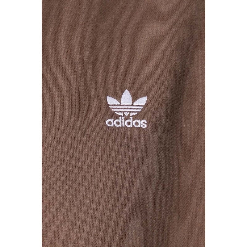 Mikina adidas Originals Essentials Halfzip Sweatshirt dámská, hnědá barva, s aplikací, IR5938
