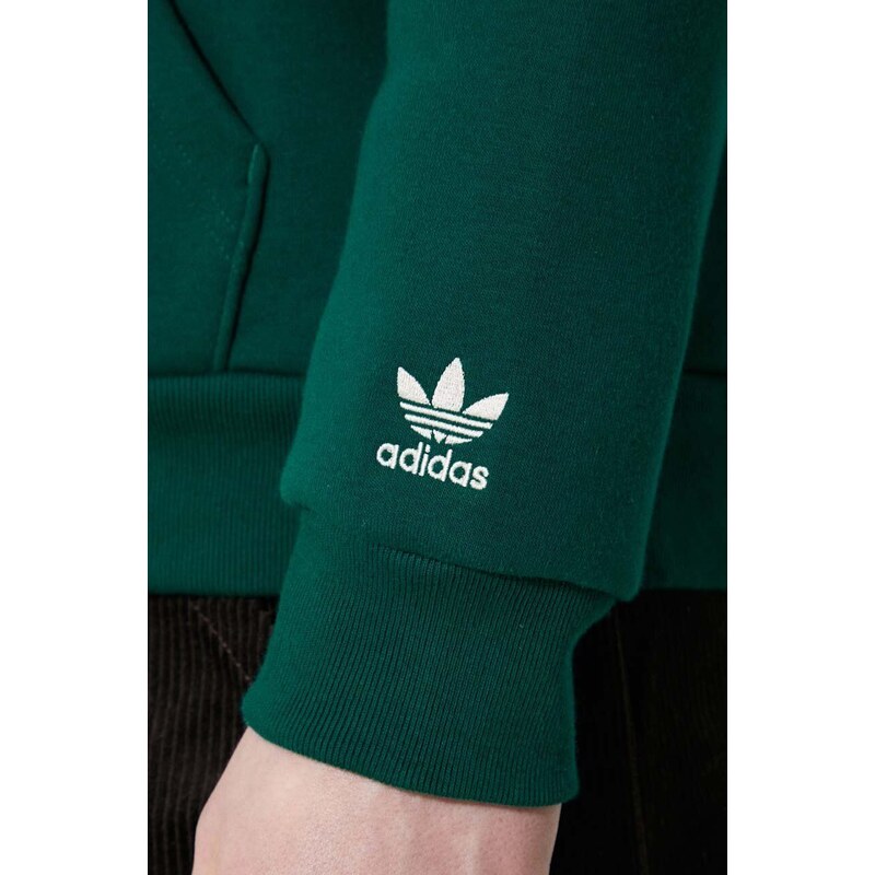 Mikina adidas Originals pánská, zelená barva, s kapucí, s potiskem, IS1412