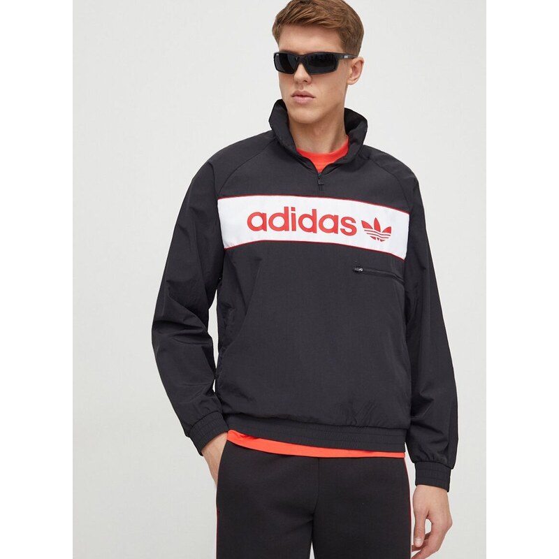 Bunda adidas Originals pánská, černá barva, přechodná, oversize, IS1398