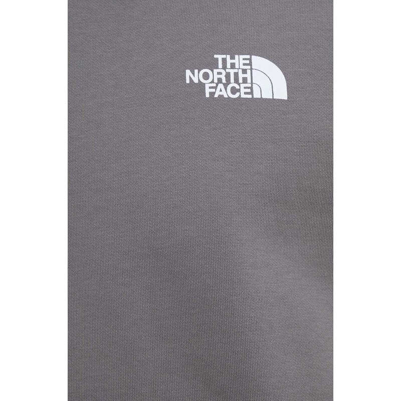 Bavlněná mikina The North Face pánská, šedá barva, s kapucí, s potiskem, NF0A2ZWU0UZ1
