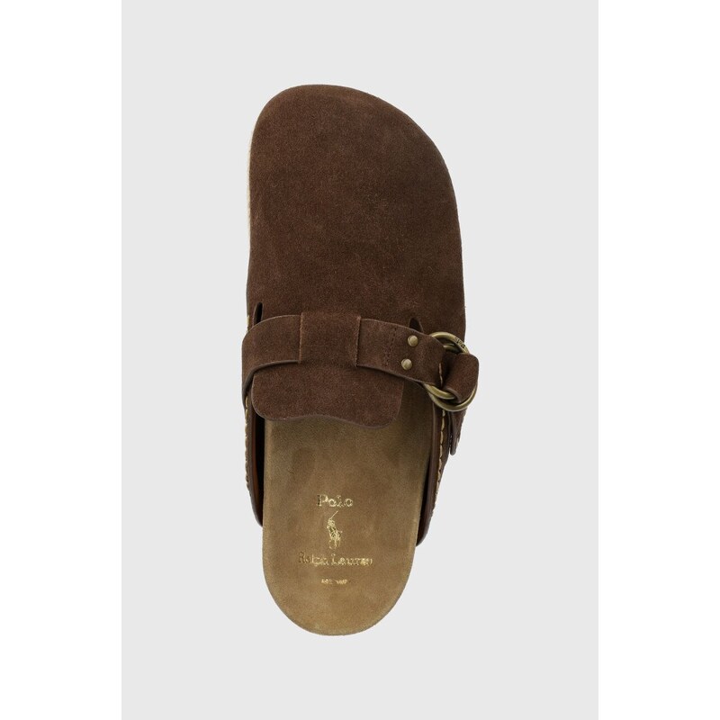 Semišové pantofle Polo Ralph Lauren Turbach Clog pánské, hnědá barva, 803931273001