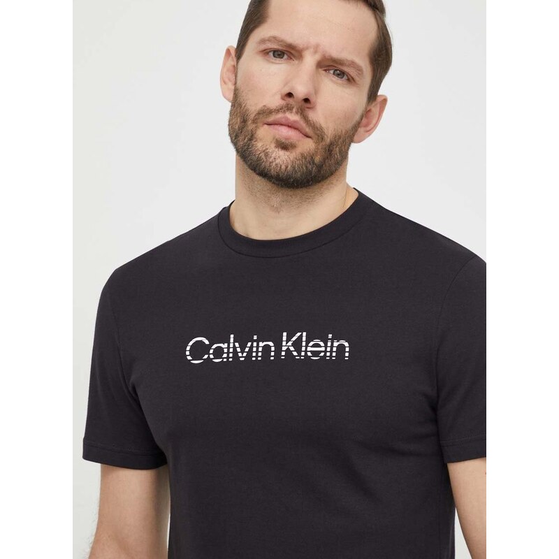 Bavlněné tričko Calvin Klein černá barva, s potiskem