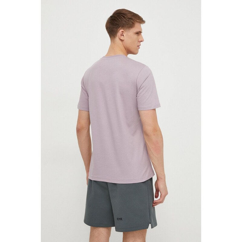 Bavlněné tričko adidas fialová barva, s potiskem, IN6244