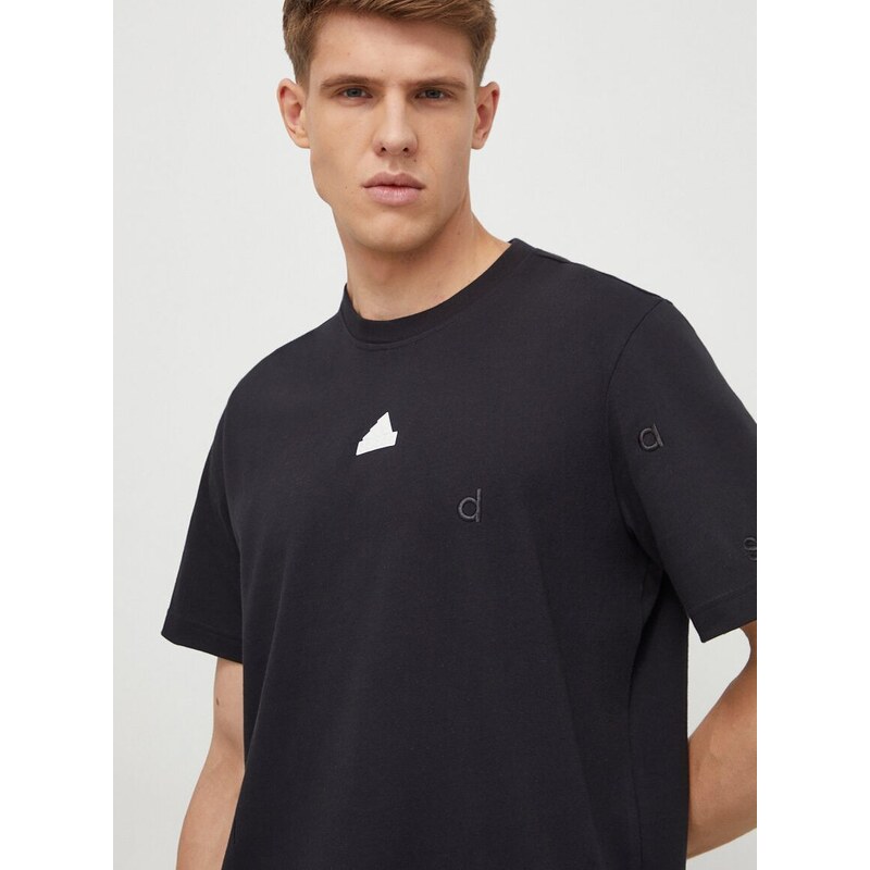 Bavlněné tričko adidas černá barva, s aplikací, IP4077