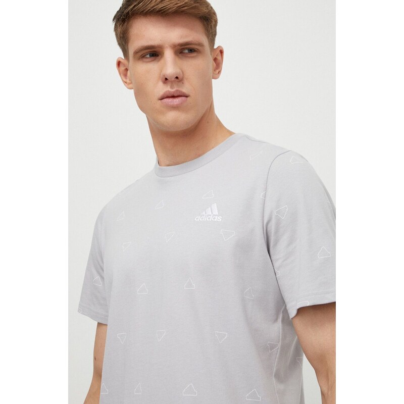 Bavlněné tričko adidas šedá barva, IS1827