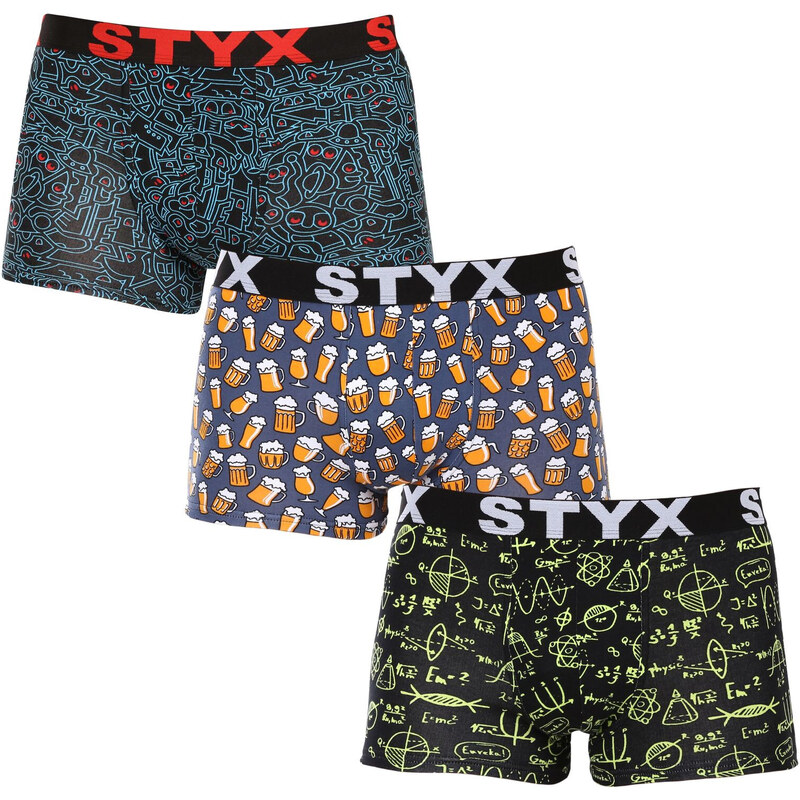 3PACK pánské boxerky Styx art sportovní guma vícebarevné (3G12672/2)