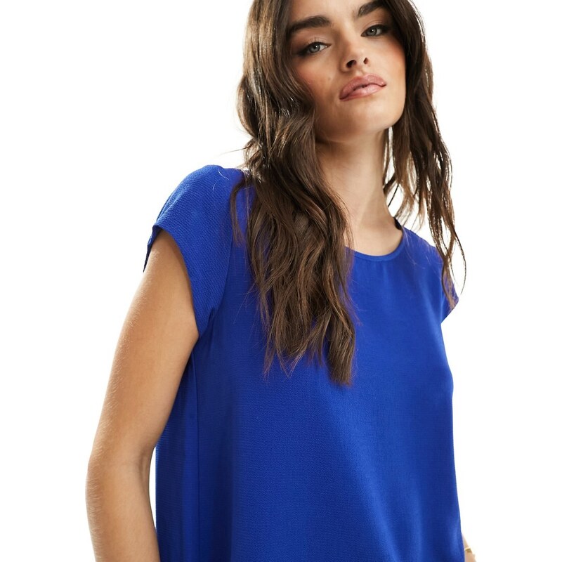 ONLY short sleeve back zip top in blue