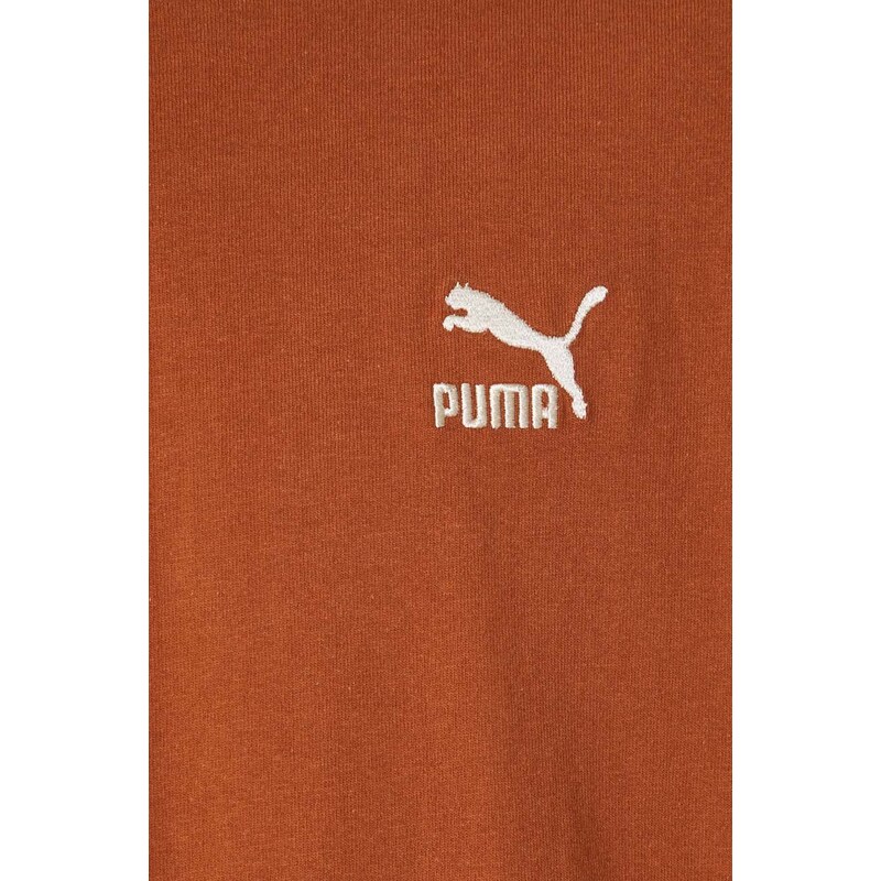 Bavlněné tričko Puma BETTER CLASSICS hnědá barva, s aplikací, 679188