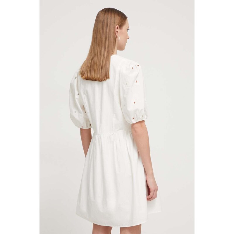 Bavlněné šaty Desigual LOMBARD béžová barva, mini, 24SWVW60
