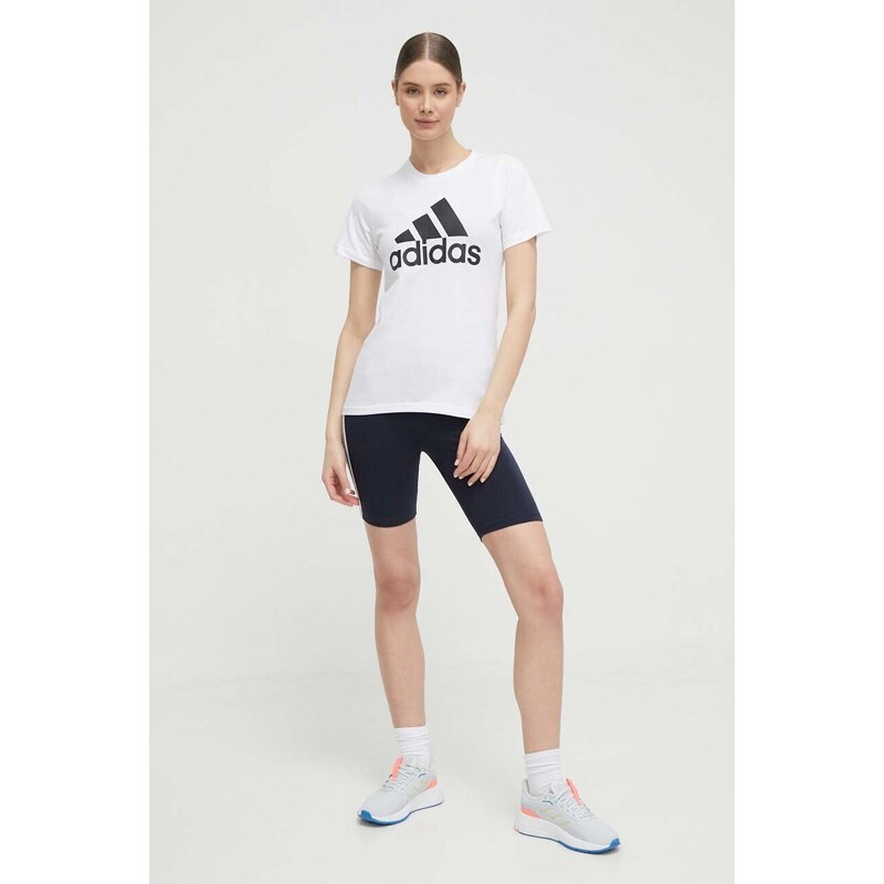 Kraťasy adidas dámské, tmavomodrá barva, s aplikací, medium waist, HF5955