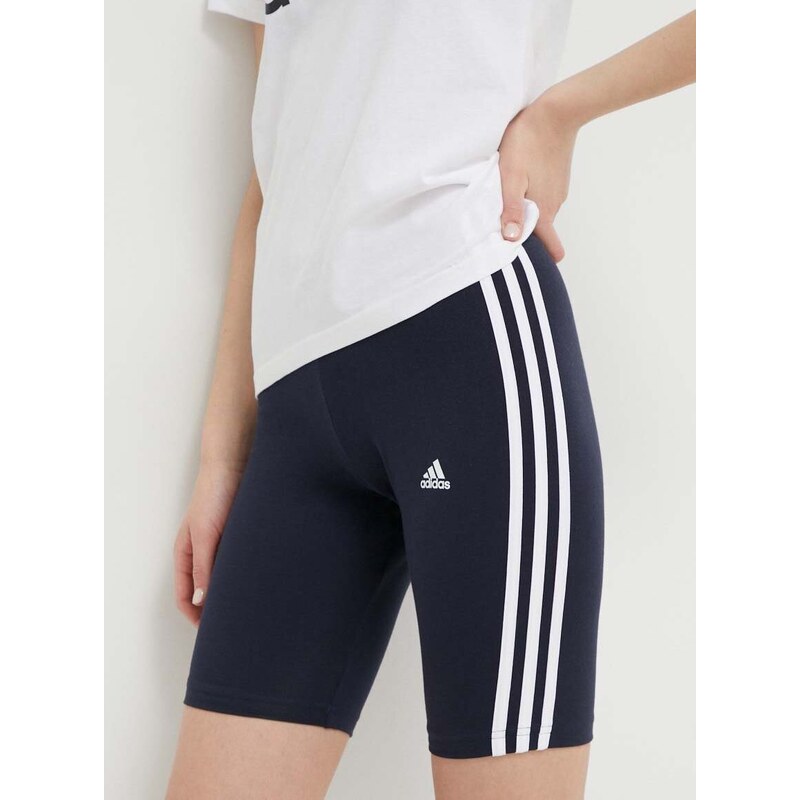 Kraťasy adidas dámské, tmavomodrá barva, s aplikací, medium waist, HF5955