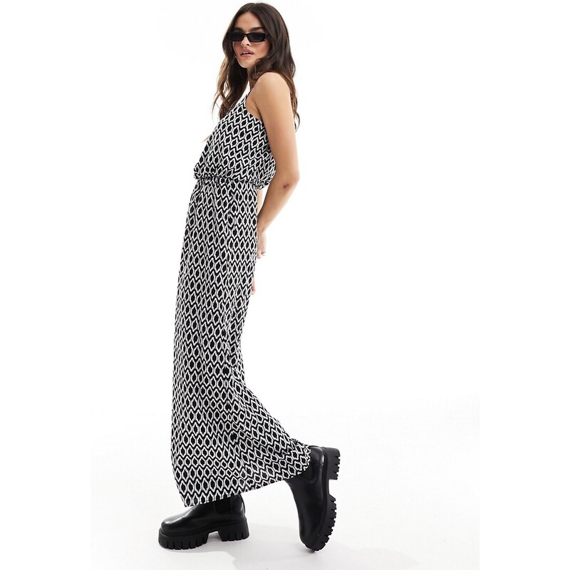 ONLY strappy maxi dress with graphic print in black 89980998