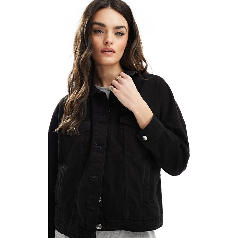 ONLY oversized denim jacket in black