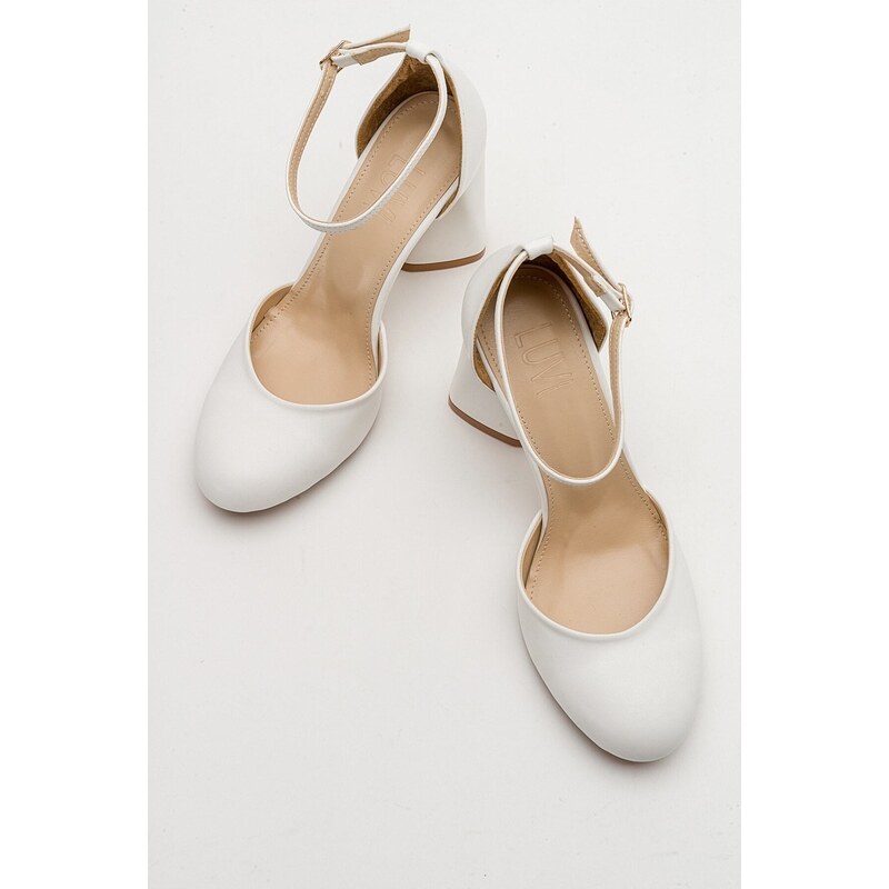 LuviShoes Oslo White Skin Women's Heeled Shoes