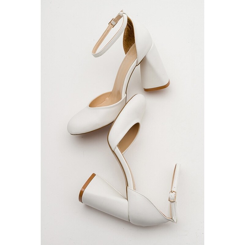 LuviShoes Oslo White Skin Women's Heeled Shoes